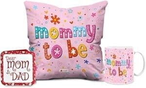 Pamper Mom-to-Be with Indigifts Cushion Cover & Coffee Mug Combo – Perfect Birthday Gift in Pink!