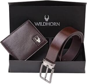 : “WildHorn Men’s RFID Wallet & Belt Combo Gift Set – Perfect for Any Occasion!