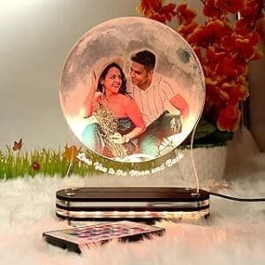 Capture Your Love in Light: Personalized Moon Photo Lamp for Couples
