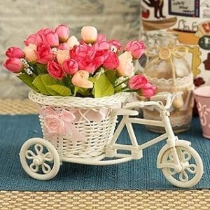Unleash Her Joy: Unique Birthday Gifts for Wife That Will Wow Her! Cycle Shape Flower Vase with Peonies: Perfect Decorative Gift Idea!