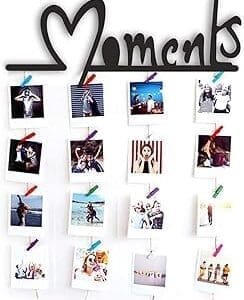 : Personalized Photo Frame Collage with Wooden Clips – Perfect Gift for Birthday, Anniversary, Brother or Sister
