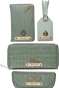 Chic & Personalized: Custom Leather Wallet Set for Her – Perfect Travel Companion!