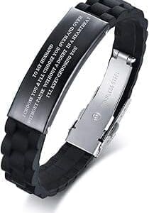Forever Yours: MEALGUET Black Silicone Bracelet for Husband, Perfect Birthday Gift from Wife