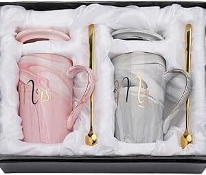 CPENSUS Ceramic Marble Finish Coffee Mug With Lid & Spoon For Anniversary Wedding Engagement Valentine Gifts For Couple 380 ML CPENSUS Ceramic Marble Finish Coffee Mug With Lid & Spoon For Anniversary Wedding Engagement Valentine Gifts For Couple 380 ML