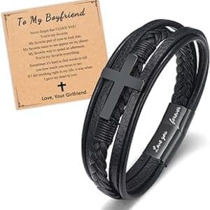 Customized Cross Leather Bracelet: Ideal Present for Teen Guys!