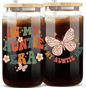 16oz In My Auntie Era Glass Cups: The Perfect Gift for Your Favorite Aunt!