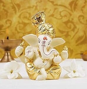 Celestial Gold Ganesh Idol: Ideal for Home and Office Decor!