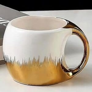 BlissHomes Birthday Gift for Girlfriend, Birthday Gift for Women Ceramic Electroplating Golden Coffee Mug Teacup Set Wedding Gift Pack of 1 220 ml