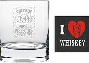 Cheers to 75 Years: Vintage 1943 Engraved Whiskey Glass – Ideal Birthday Present!