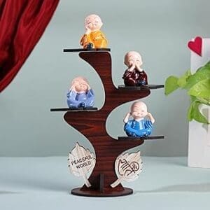 Find Zen with FlowerAura’s Buddha Monk Figurine Set – Ideal for Home and Office Decor!