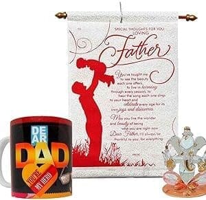 Celebrate Dad with a Ganesh Idol, Mug & Scroll Combo Set!
