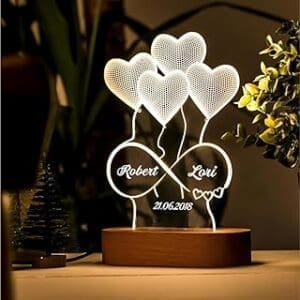 Personalized 3D LED Heart Lamp: Ideal Anniversary Gift for Couples!