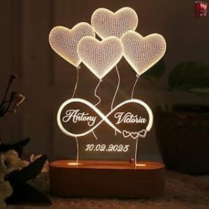 Celebrate Love with a Personalized 3D LED Heart Lamp: Ideal Anniversary Present for Couples!