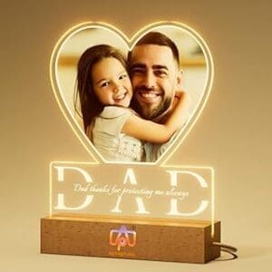 Dad’s Heartfelt Gift: 3D Night Light Wood Lamp from Daughter/Son