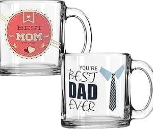Best Mom Dad Ever Couple Matching Glass Mug Set – The Ultimate Gift for Any Occasion!