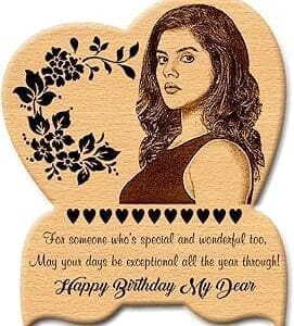 Personalized Heart-Shaped Wooden Photo Plaque: Ideal Birthday Surprise for Her!