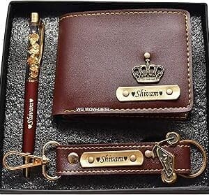 Personalized Men’s Gifting Hamper: Custom Wallet, Pen & Keychain Set with Name – Perfect for Father, Brother, Husband or Boyfriend!